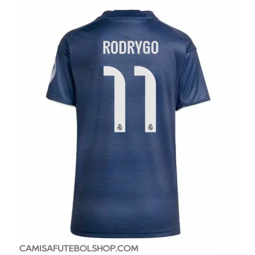 Camisa de time de futebol Real Madrid Rodrygo Goes #11 Replicas 2º Equipamento Feminina 2025-26 Manga Curta Camisa de time de futebol Real Madrid Rodrygo Goes #11 Replicas 2º Equipamento Feminina 2025-26 Manga Curta